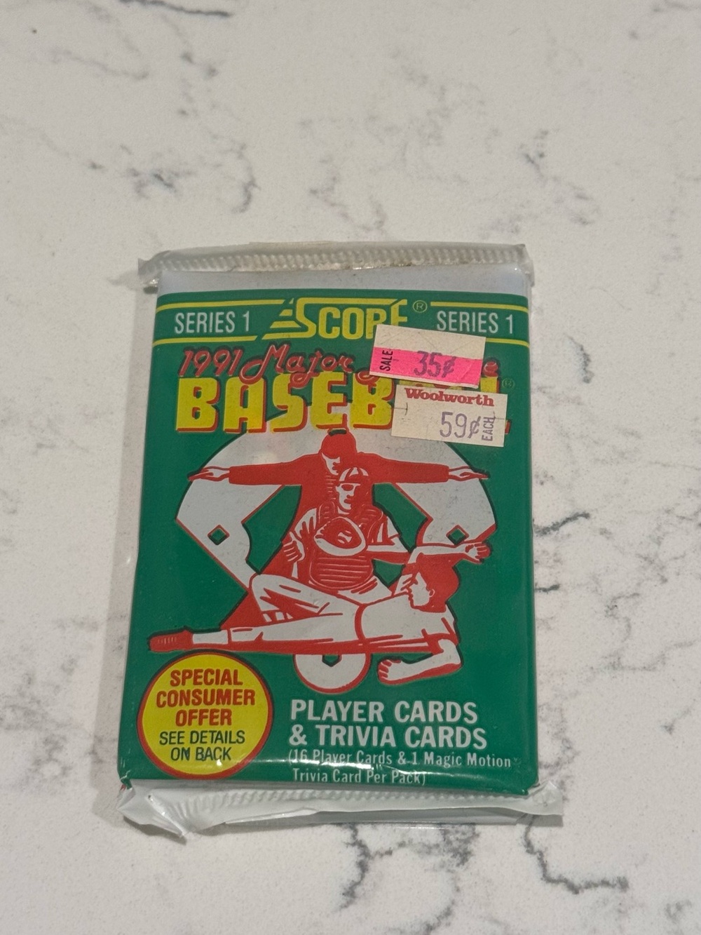 Sealed 1991 Major Baseball Series 1 Player & Trivia Card Pack